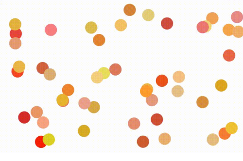 about fifty small circles filled red, orange and yellow
